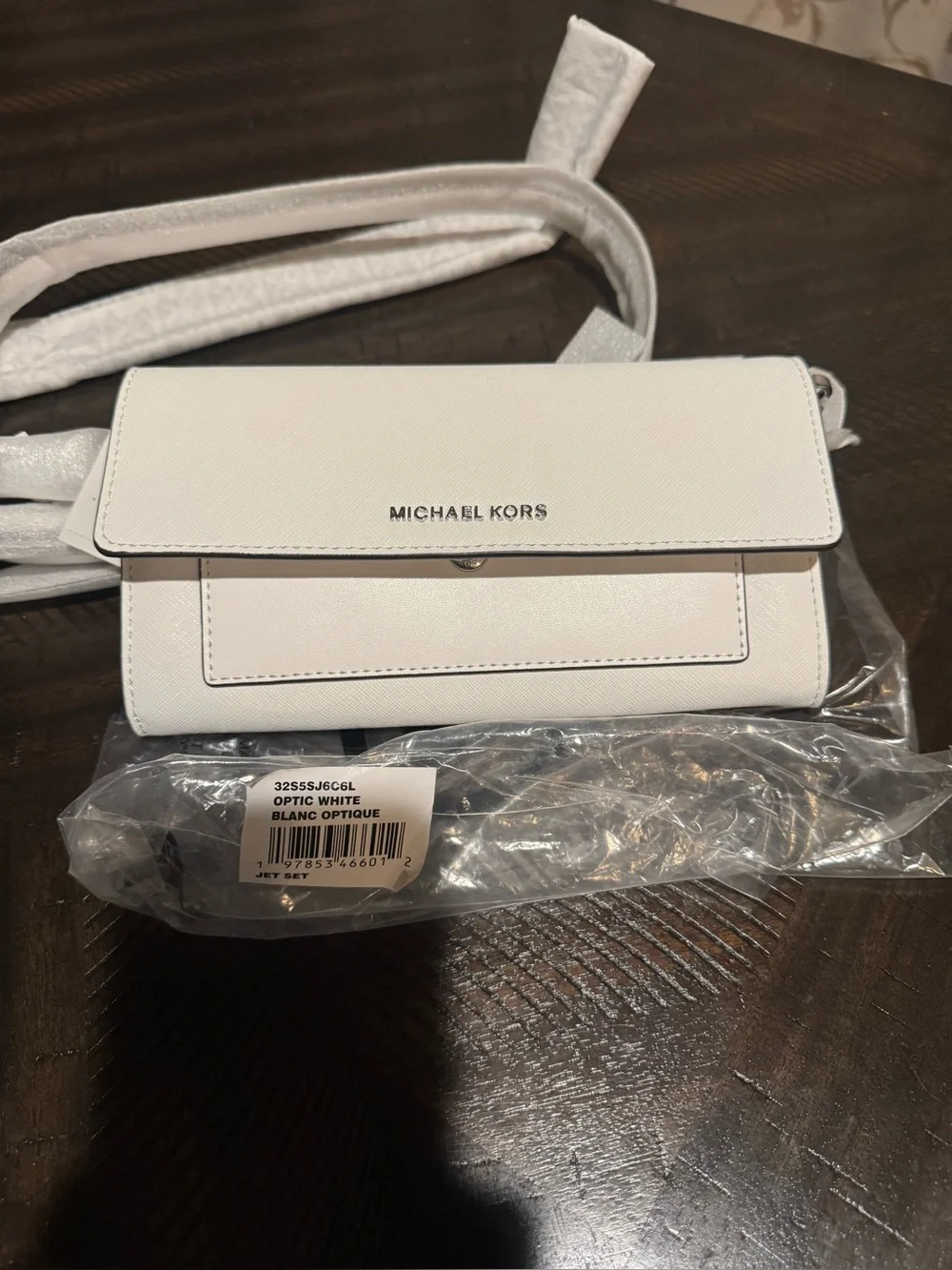 MICHAEL KORS Optic White Crossbody Wallet Bag